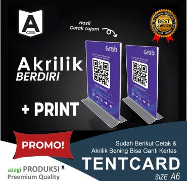 Jasa Cetak Akrilik Jual Tent Card AKrilik Display